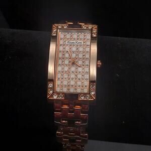Alias Kim Rose Gold Tone Watch Womens Wristwatch Rhinestone Quartz